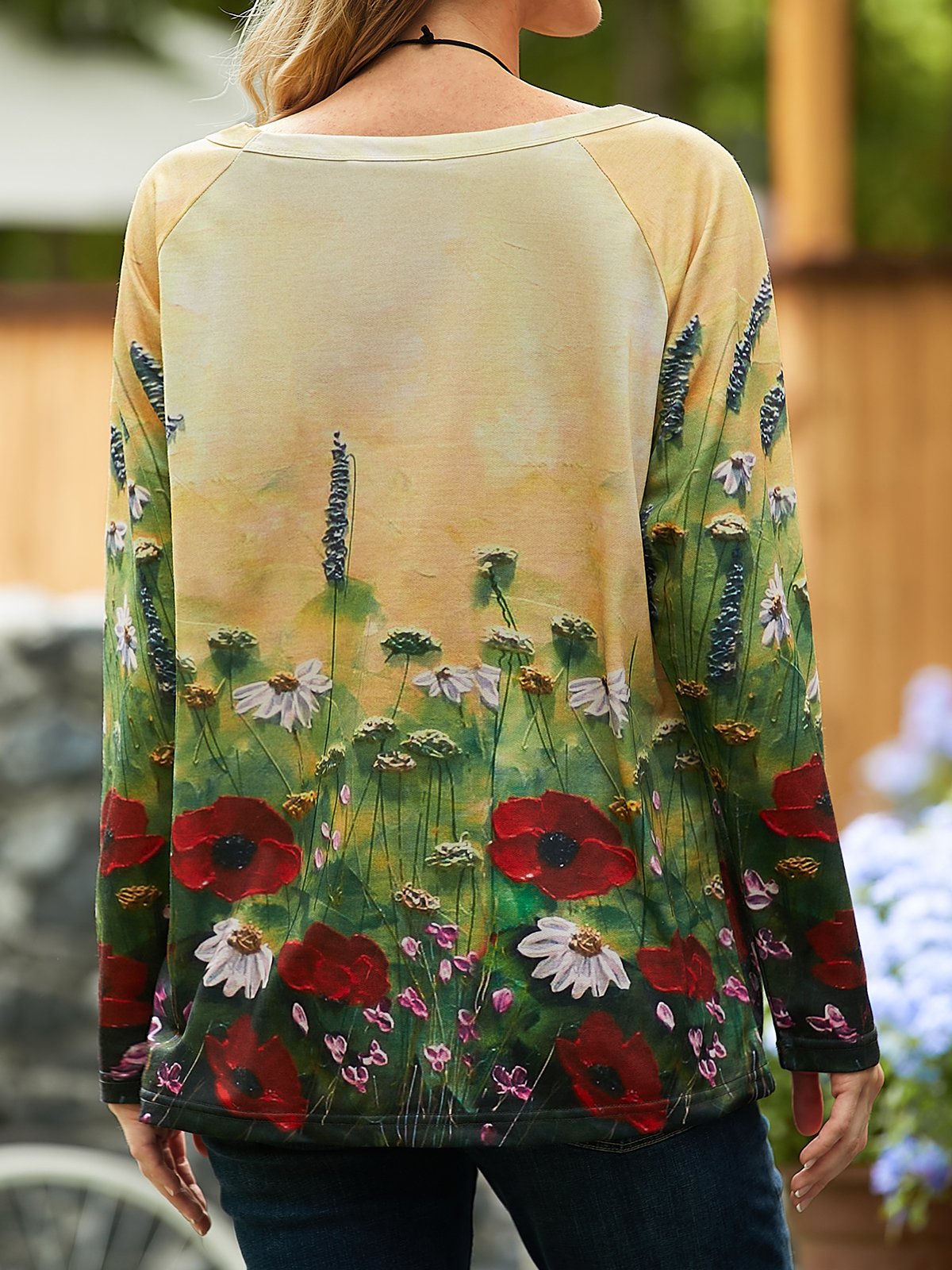 Women Calico Print Long Sleeve O-neck Casual Sweatshirts