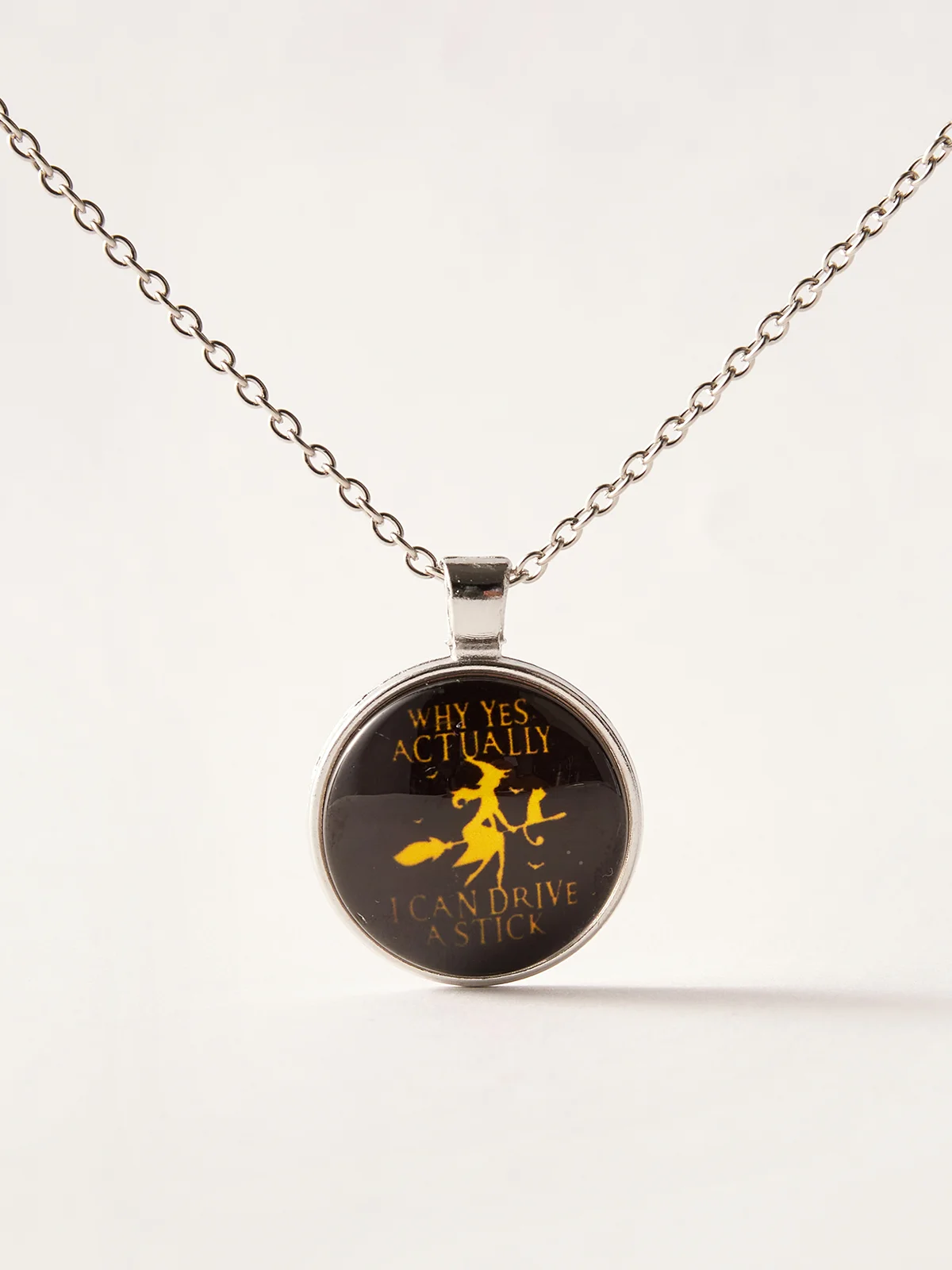 Time Stone Crystal Halloween Alphabet Witch Pattern Necklace