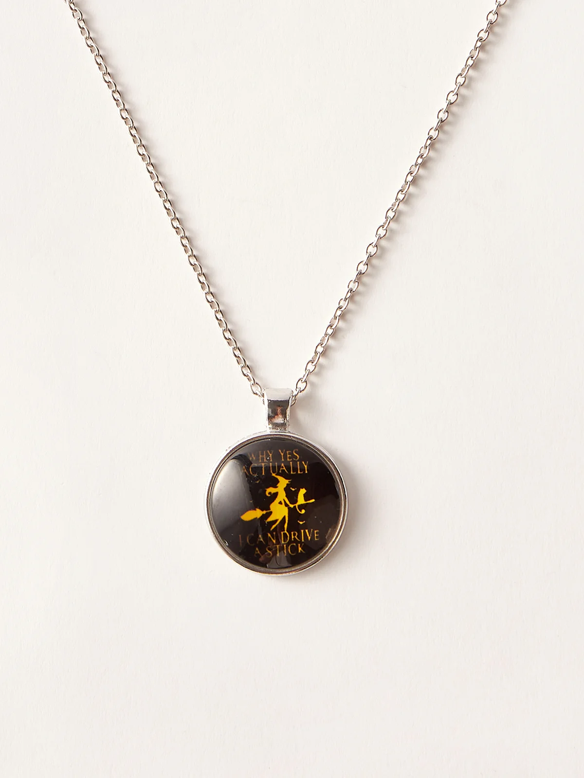 Time Stone Crystal Halloween Alphabet Witch Pattern Necklace