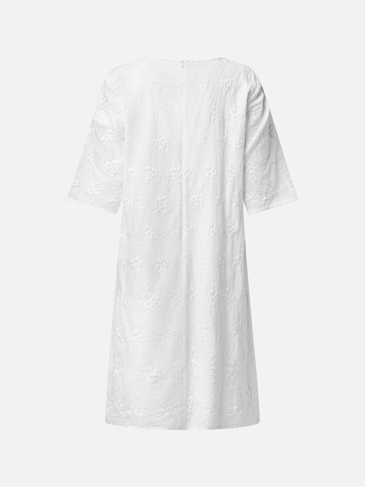 Plain Cotton V Neck Dress