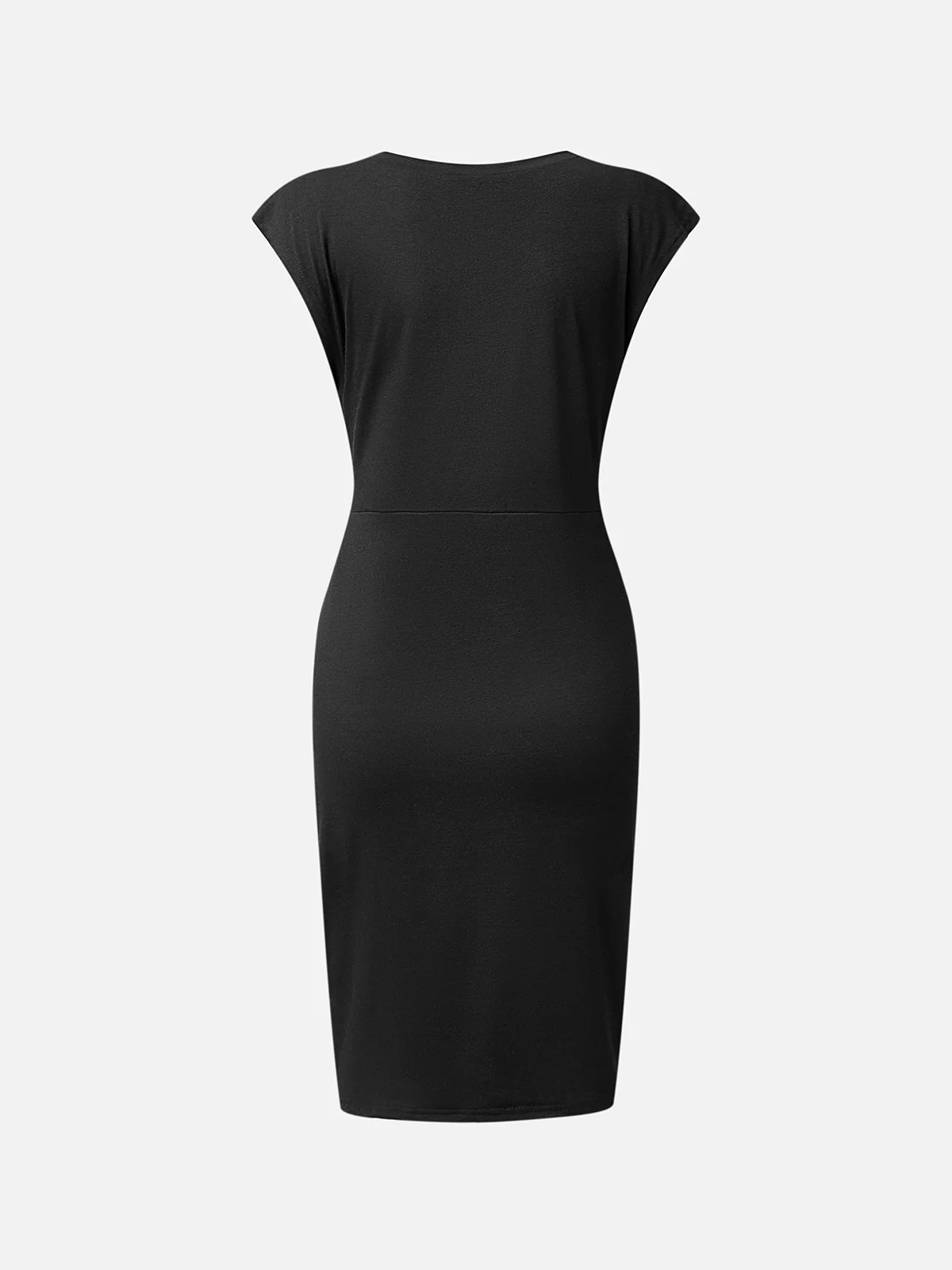 Crew Neck Twist Solid Fitted Dress