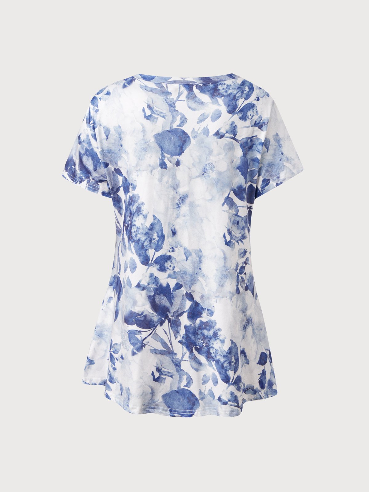 JFN V Neck Hollow Out Floral Casual Loose Tunic T-Shirt/Tee