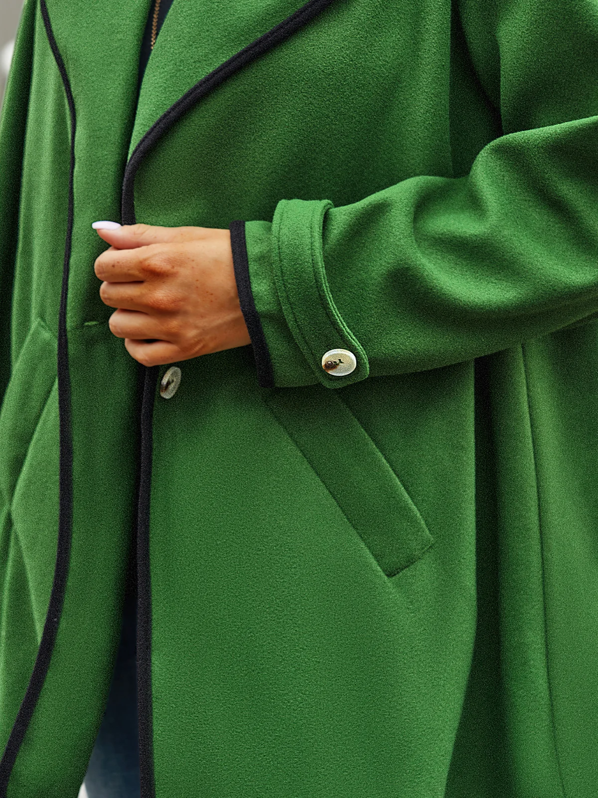 JFN Women Lapel Woolen Cloth Button Long Sleeve Shawl Collar Cardigan Coat	