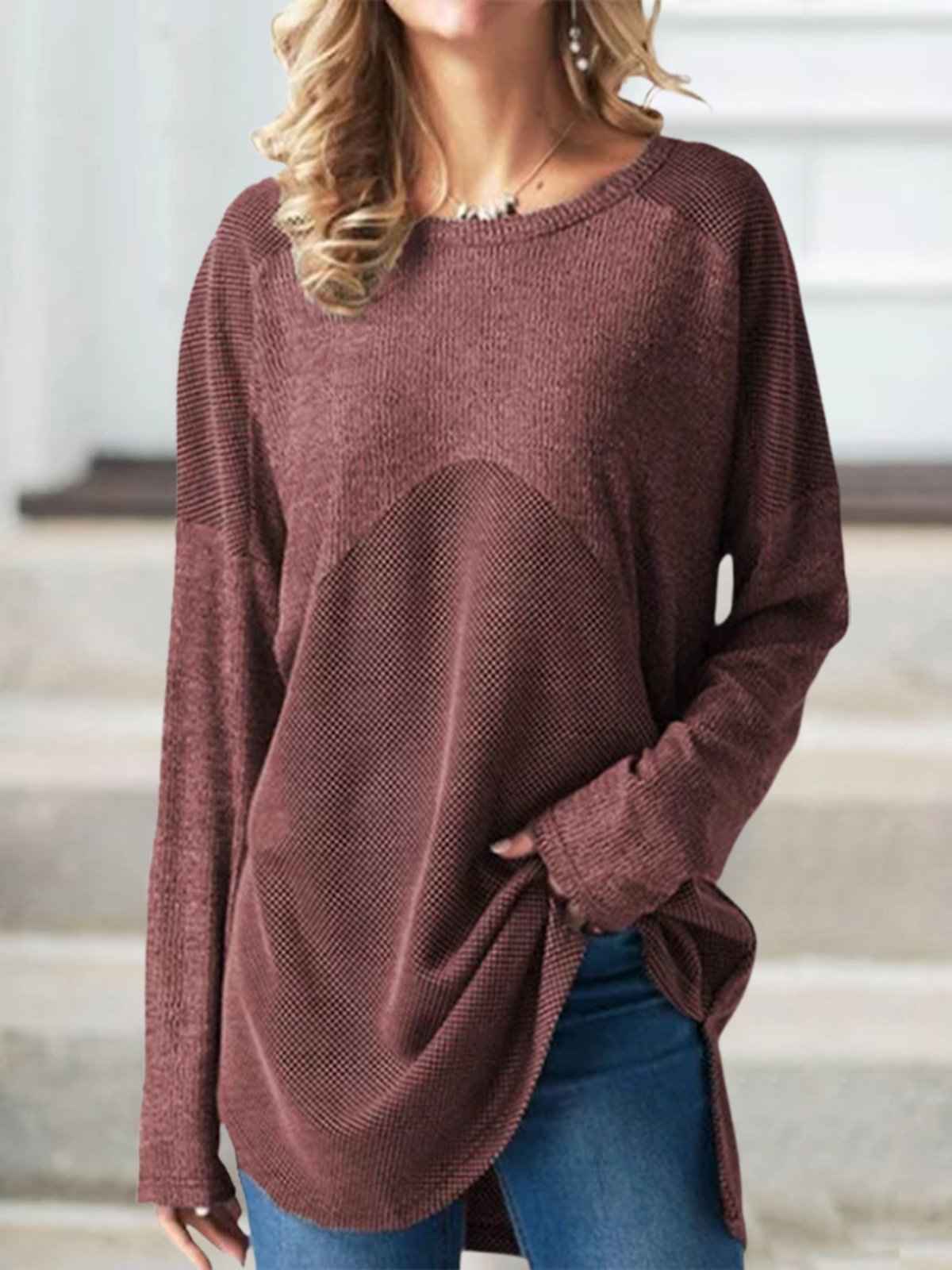 Women Round Neck Casual Tops
