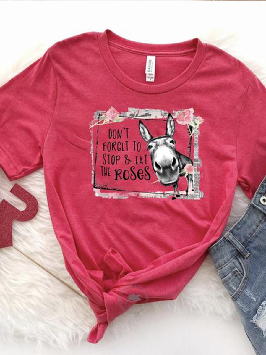 Women's Short Sleeve Tee T-shirt Summer Animal Cotton Crew Neck Going Out Casual Top