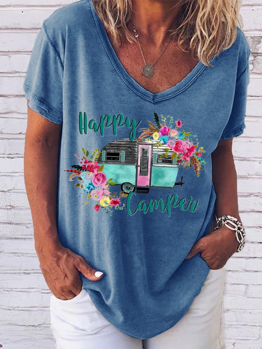 Women's Short Sleeve Tee T-shirt Summer Cotton-Blend V Neck Going Out Casual Top