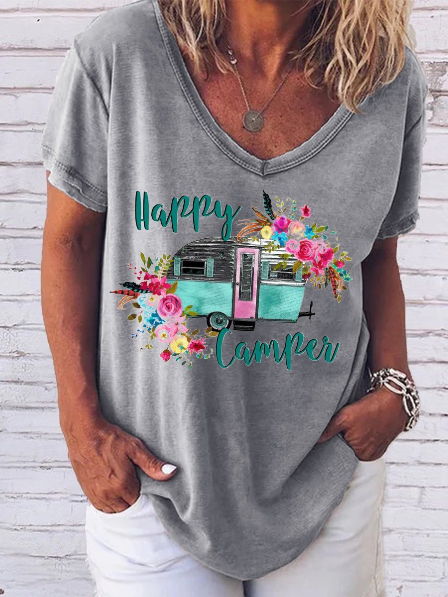 Women's Short Sleeve Tee T-shirt Summer Cotton-Blend V Neck Going Out Casual Top