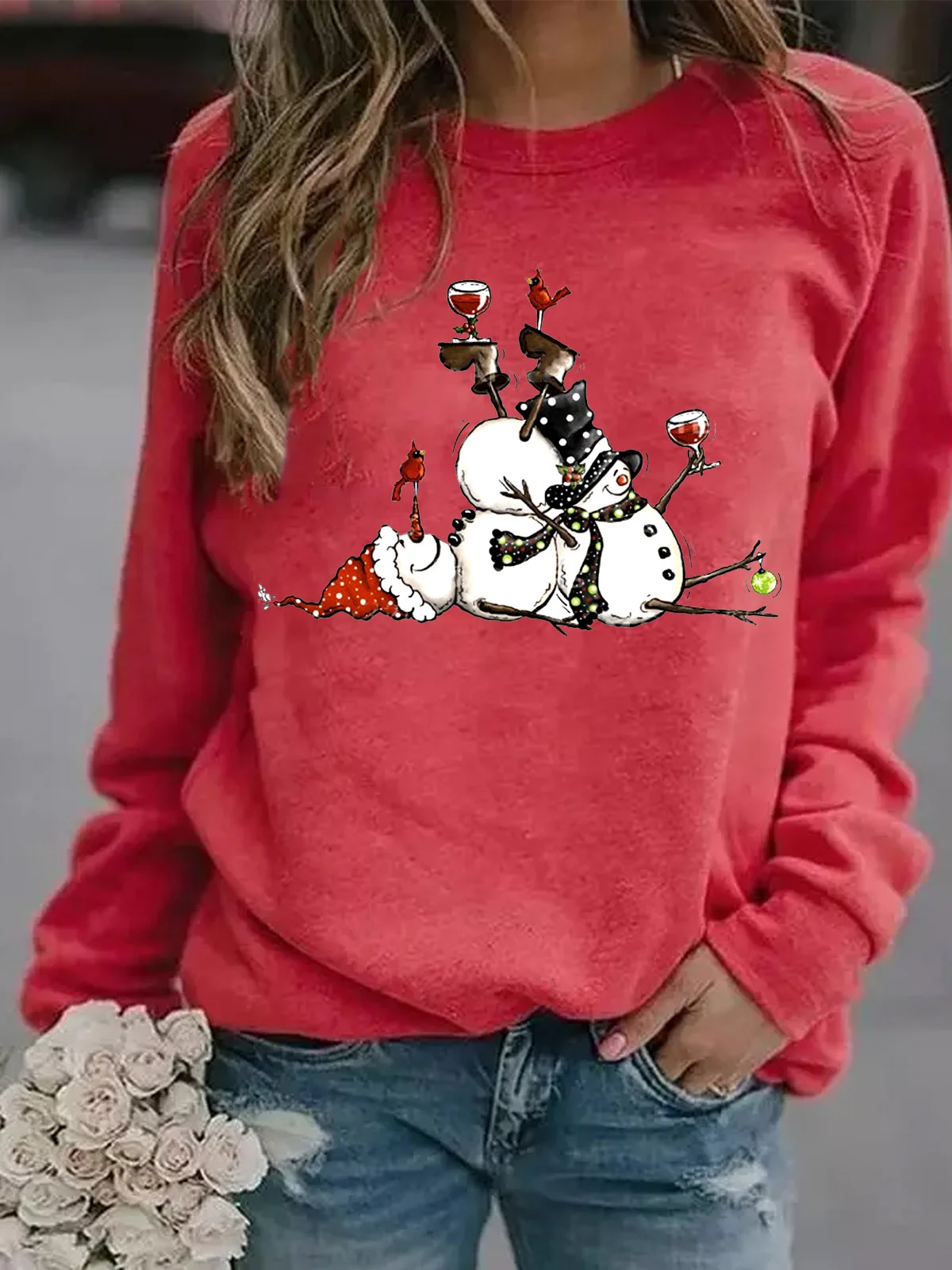 Women's Crew Neck Painting Casual Autumn Long Sleeve Sweatshirt