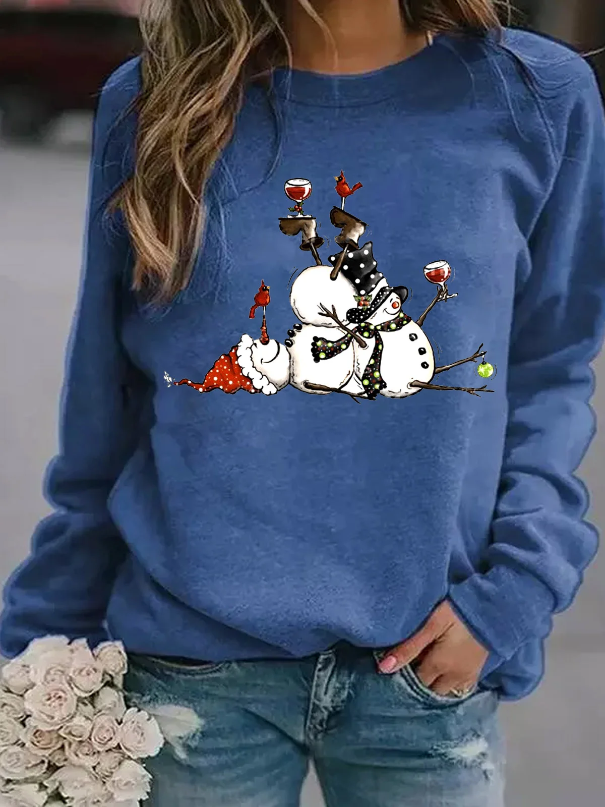 Women's Crew Neck Painting Casual Autumn Long Sleeve Sweatshirt