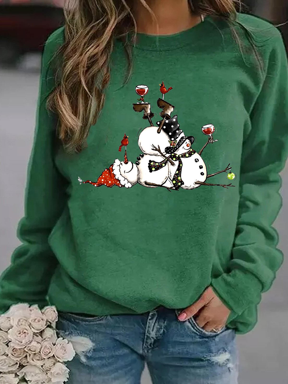 Women's Crew Neck Painting Casual Autumn Long Sleeve Sweatshirt