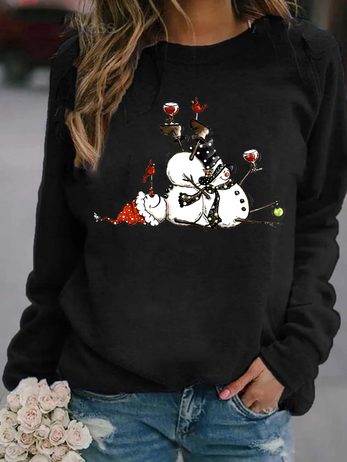 Women's Crew Neck Painting Casual Autumn Long Sleeve Sweatshirt