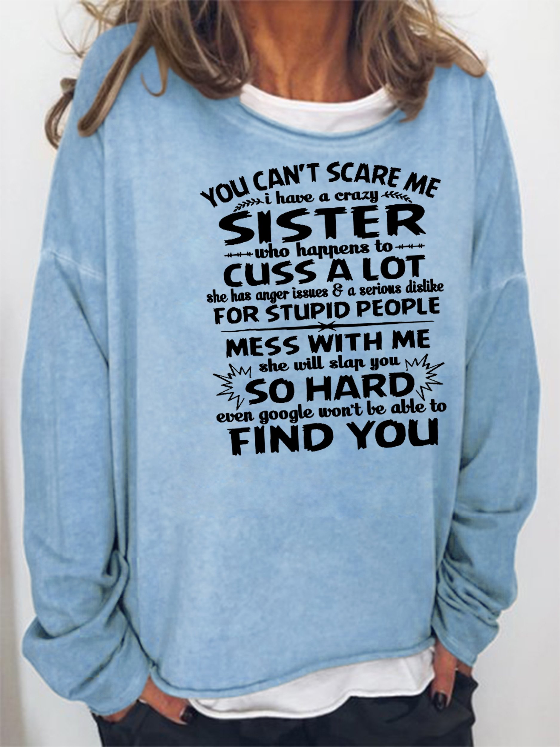 Women's Crew Neck Letter Casual Autumn Cotton-Blend Long Sleeve Sweatshirt