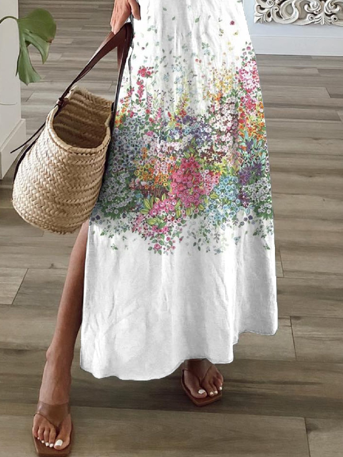 Women's Short Sleeve Summer Floral Dress V Neck Daily Going Out Casual H-Line Dress