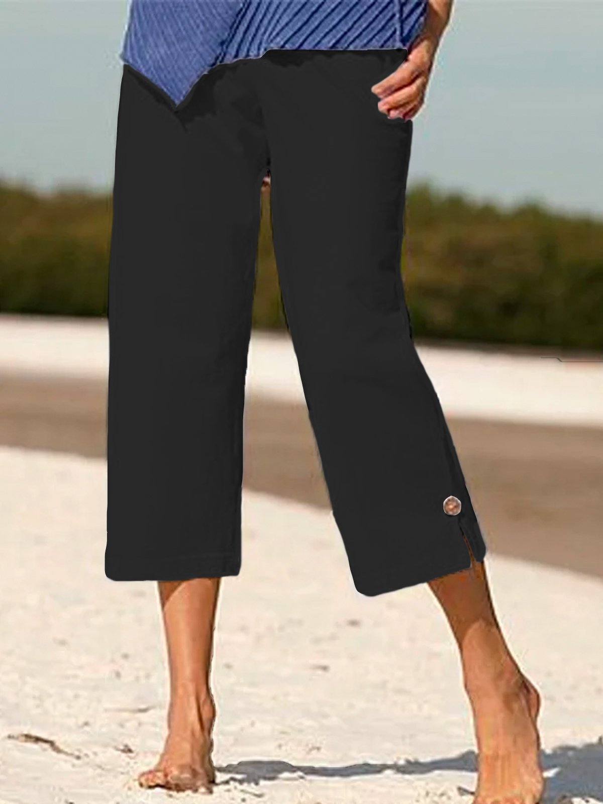 Women's Trousers Elastic Waist Tailored Daily Going Out Casual Cotton Plain All Season Pants