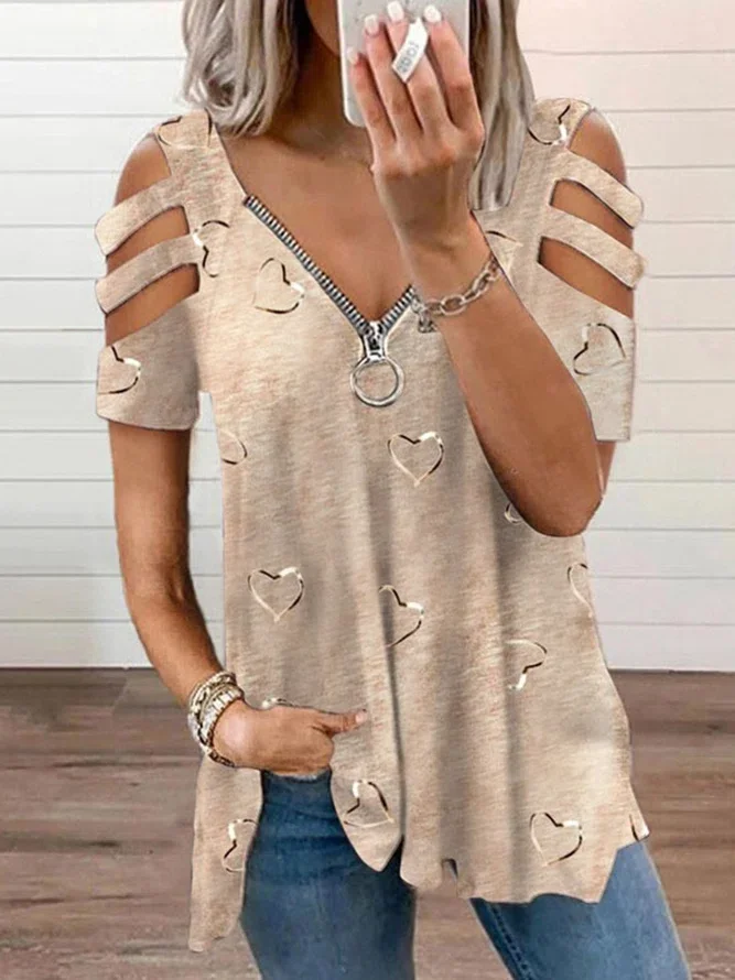 Women's Short Sleeve Blouse Summer Plain V Neck Daily Going Out Casual Top