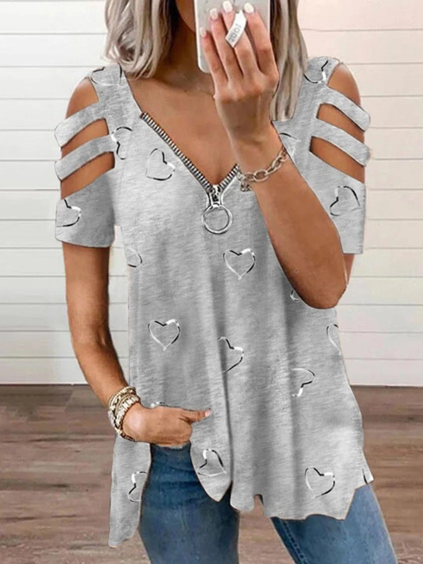 Women's Short Sleeve Blouse Summer Plain V Neck Daily Going Out Casual Top