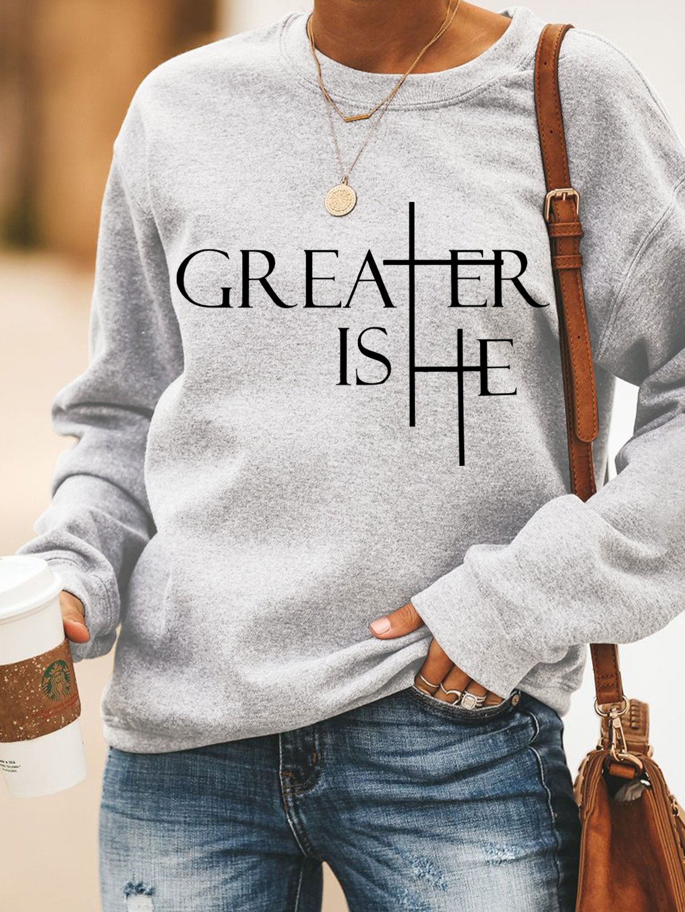 Women's Crew Neck Text Letters Casual Spring/Fall Long Sleeve Sweatshirt