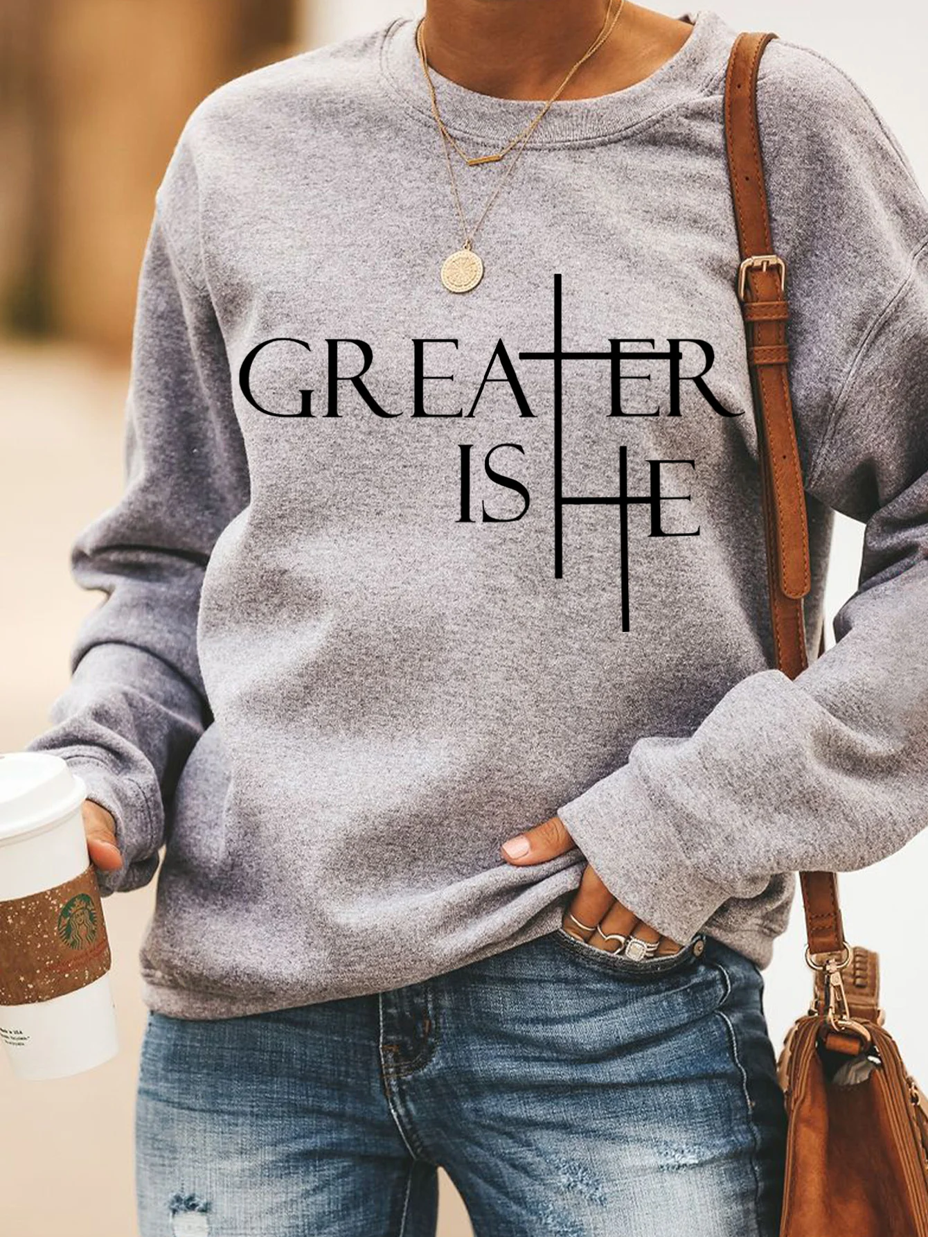 Women's Crew Neck Text Letters Casual Spring/Fall Long Sleeve Sweatshirt