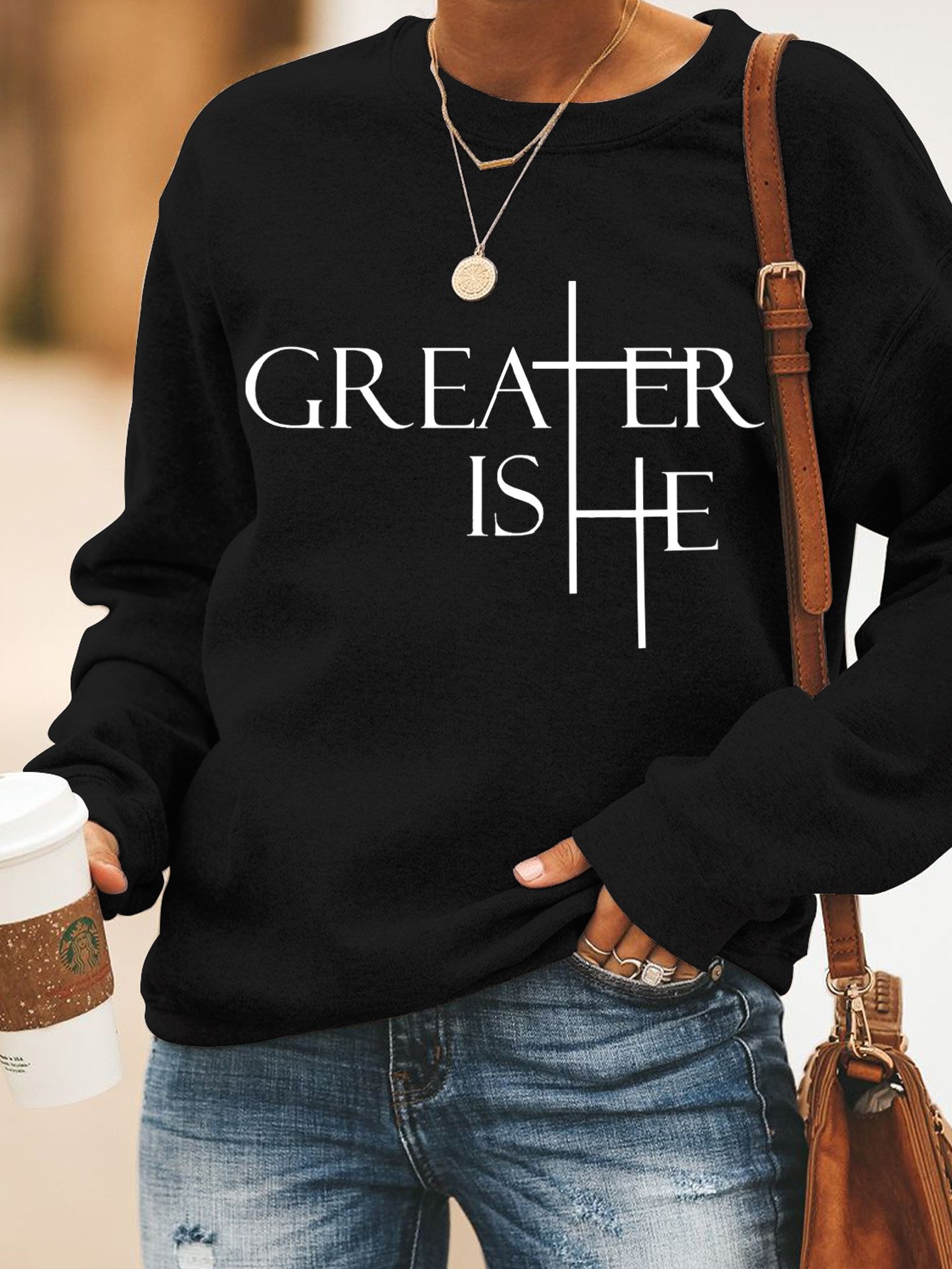 Women's Crew Neck Text Letters Casual Spring/Fall Long Sleeve Sweatshirt