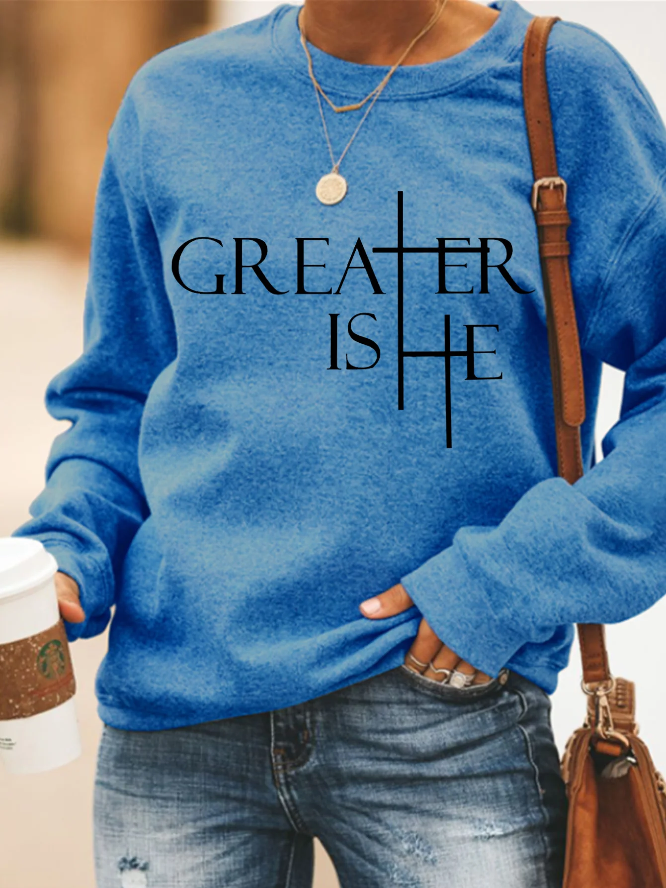 Women's Crew Neck Text Letters Casual Spring/Fall Long Sleeve Sweatshirt