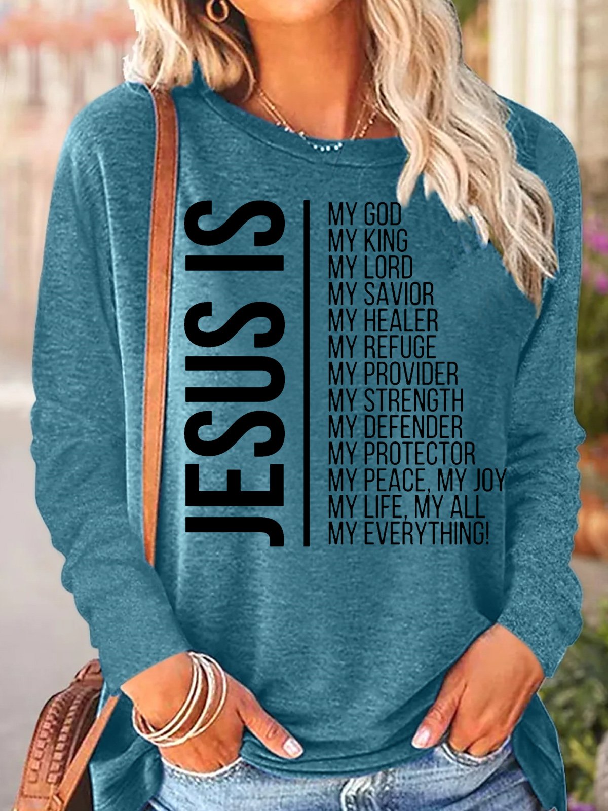 Women's Long Sleeve Blouse Spring/Fall Text Letters Cotton-Blend Crew Neck Daily Going Out Casual Top