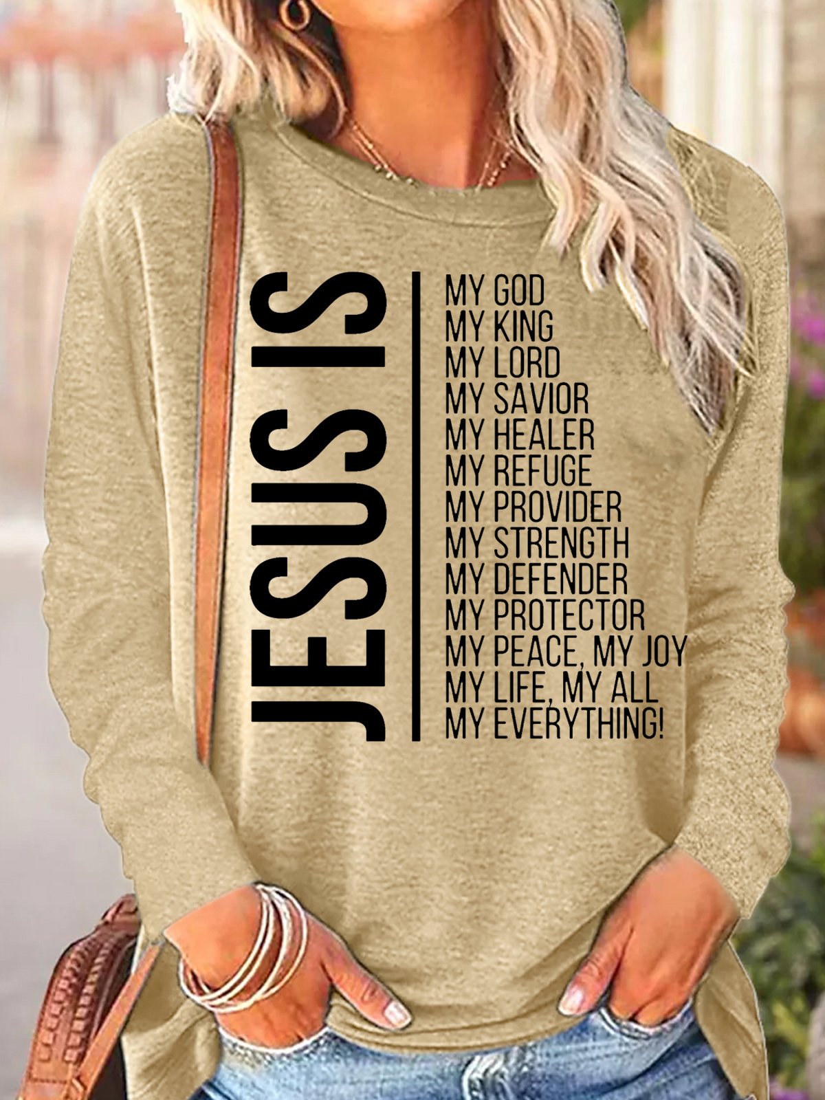 Women's Long Sleeve Blouse Spring/Fall Text Letters Cotton-Blend Crew Neck Daily Going Out Casual Top