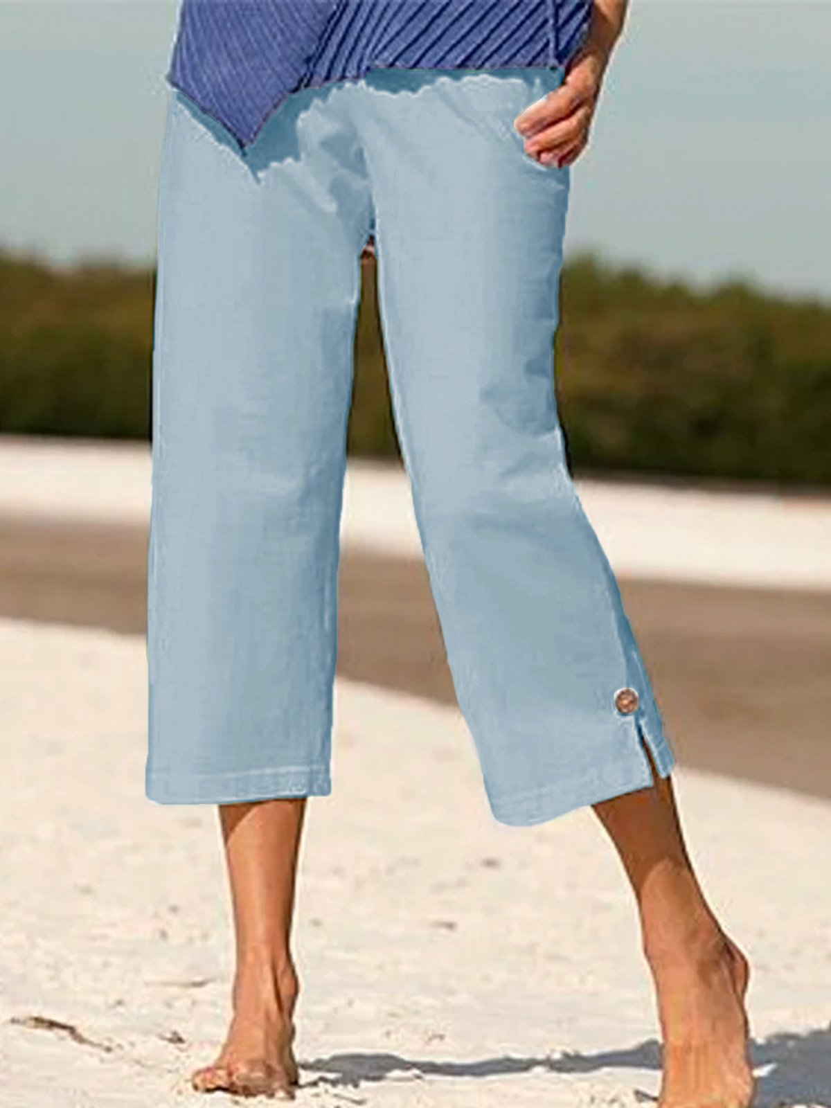 Women's Trousers Elastic Waist Tailored Daily Going Out Casual Cotton Plain All Season Pants