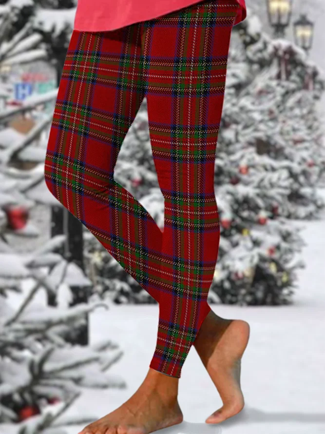 Women's Casual Plaid All Season Long Leggings