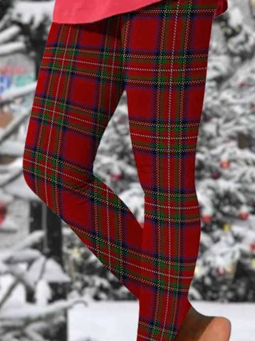 Women's Casual Plaid All Season Long Leggings