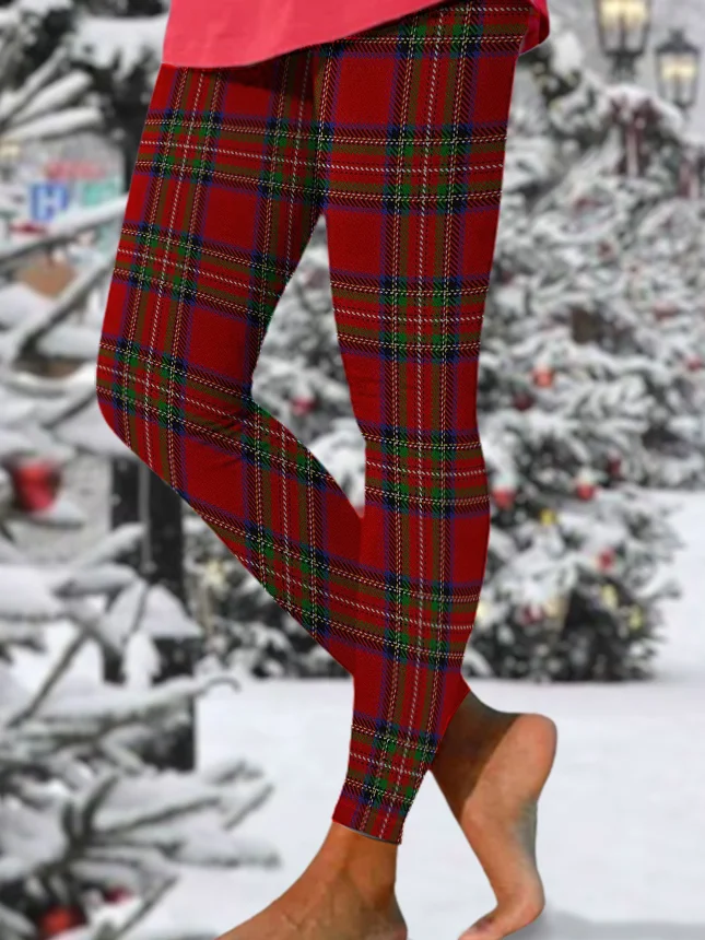 Women's Casual Plaid All Season Long Leggings