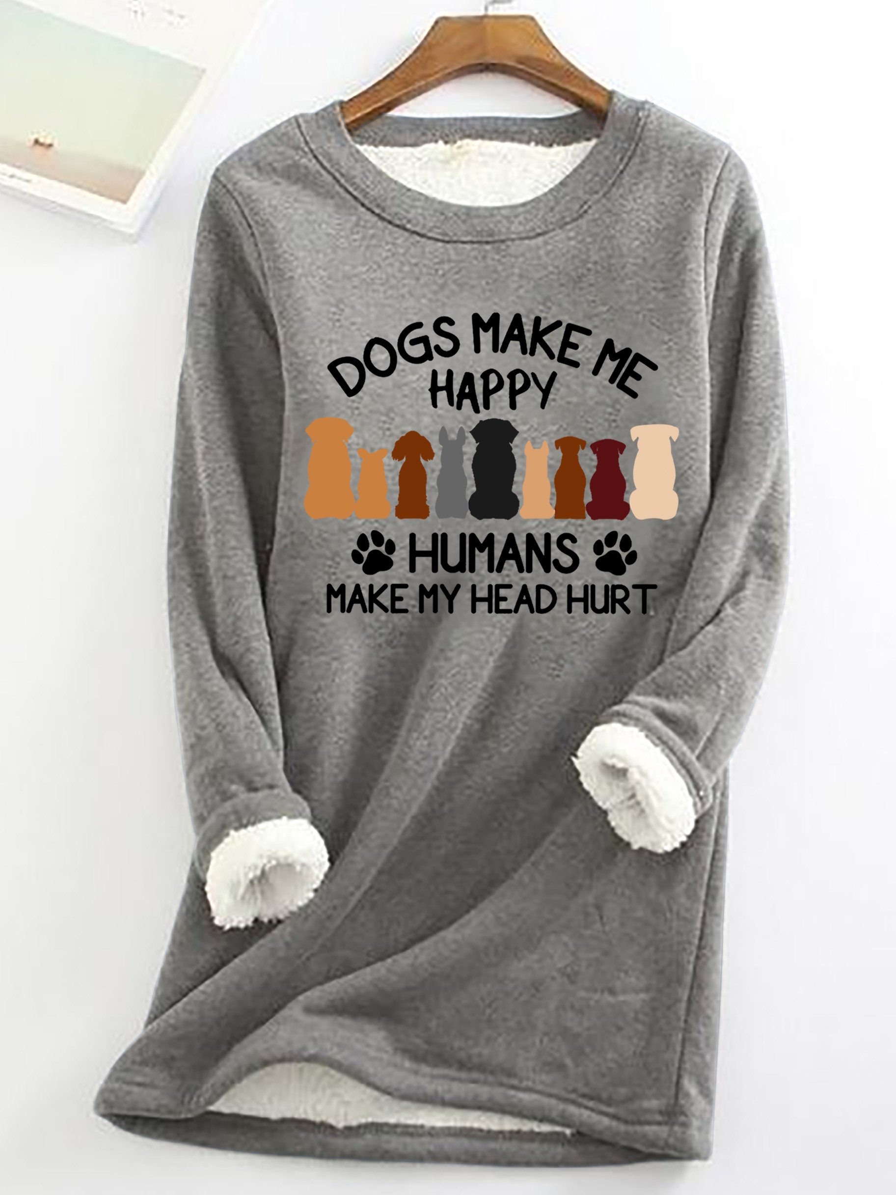 Women's Crew Neck Dog Simple Spring/Fall Long Sleeve Sweatshirt