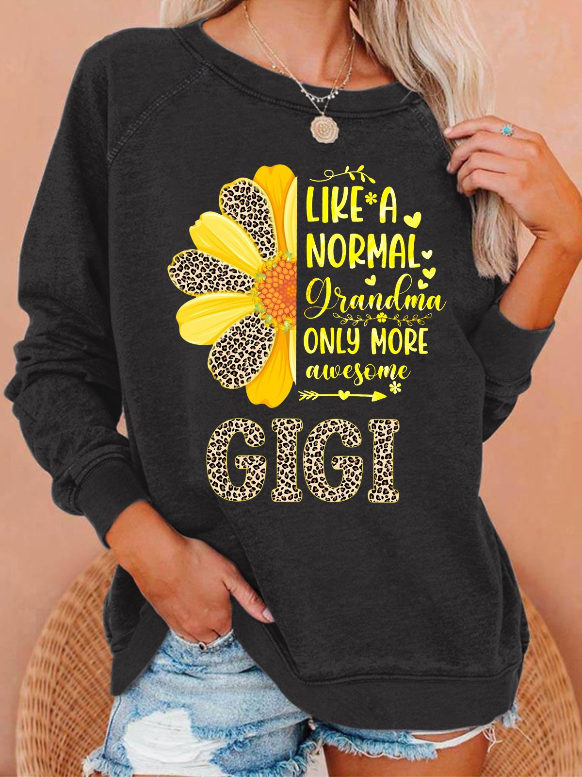 Women's Crew Neck Leopard Simple Spring/Fall Long Sleeve Sweatshirt