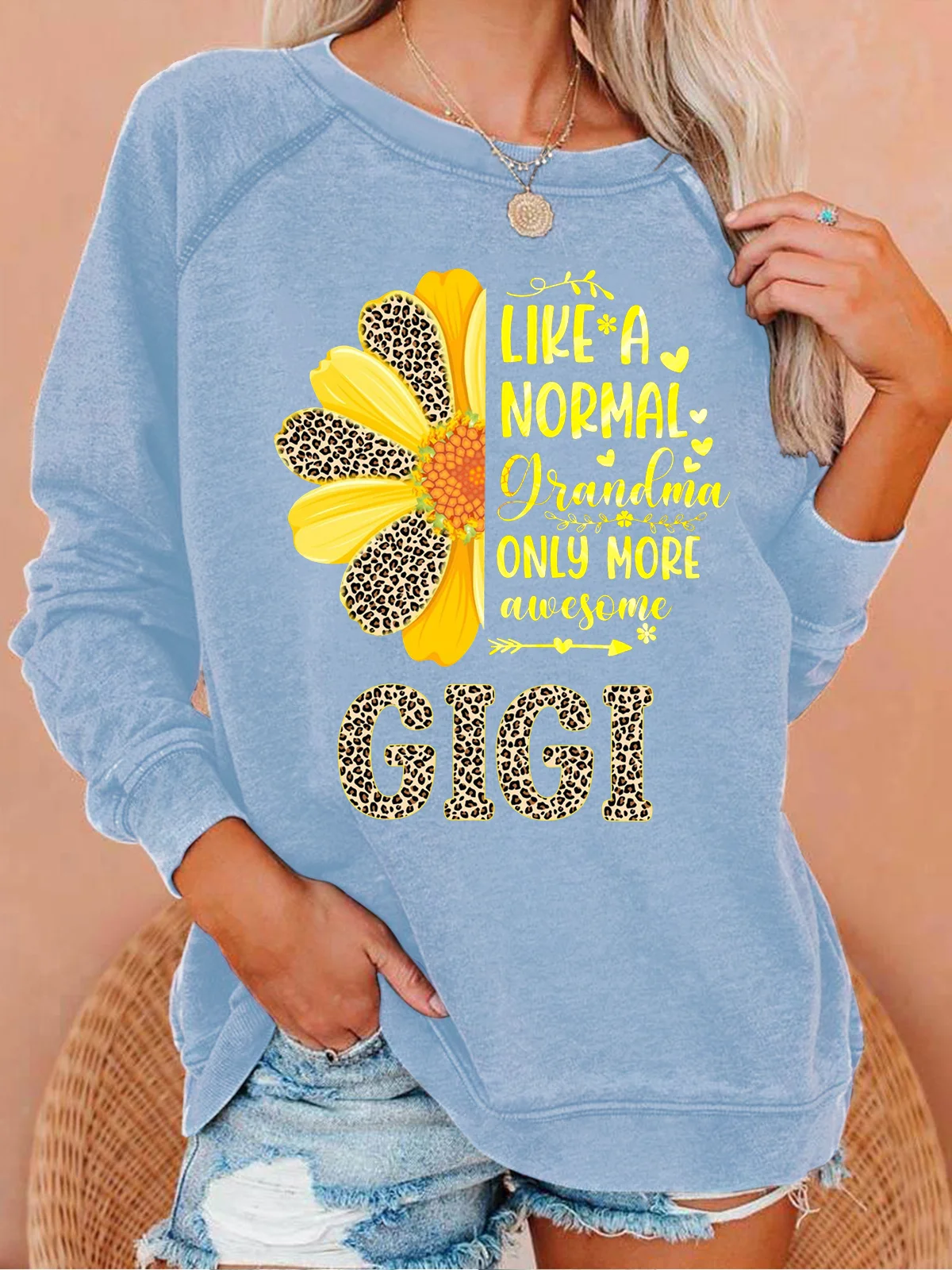 Women's Crew Neck Leopard Simple Spring/Fall Long Sleeve Sweatshirt