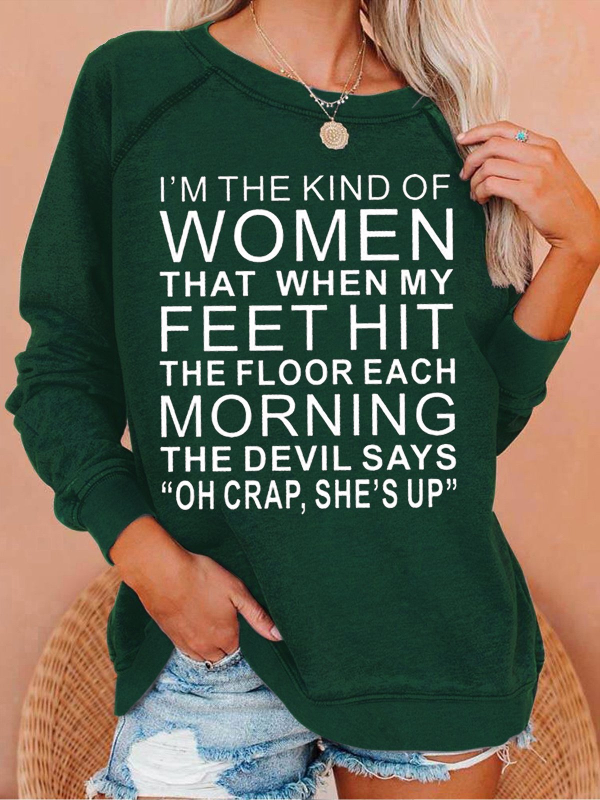 Women's Crew Neck Text Letters Casual Spring/Fall Long Sleeve Sweatshirt