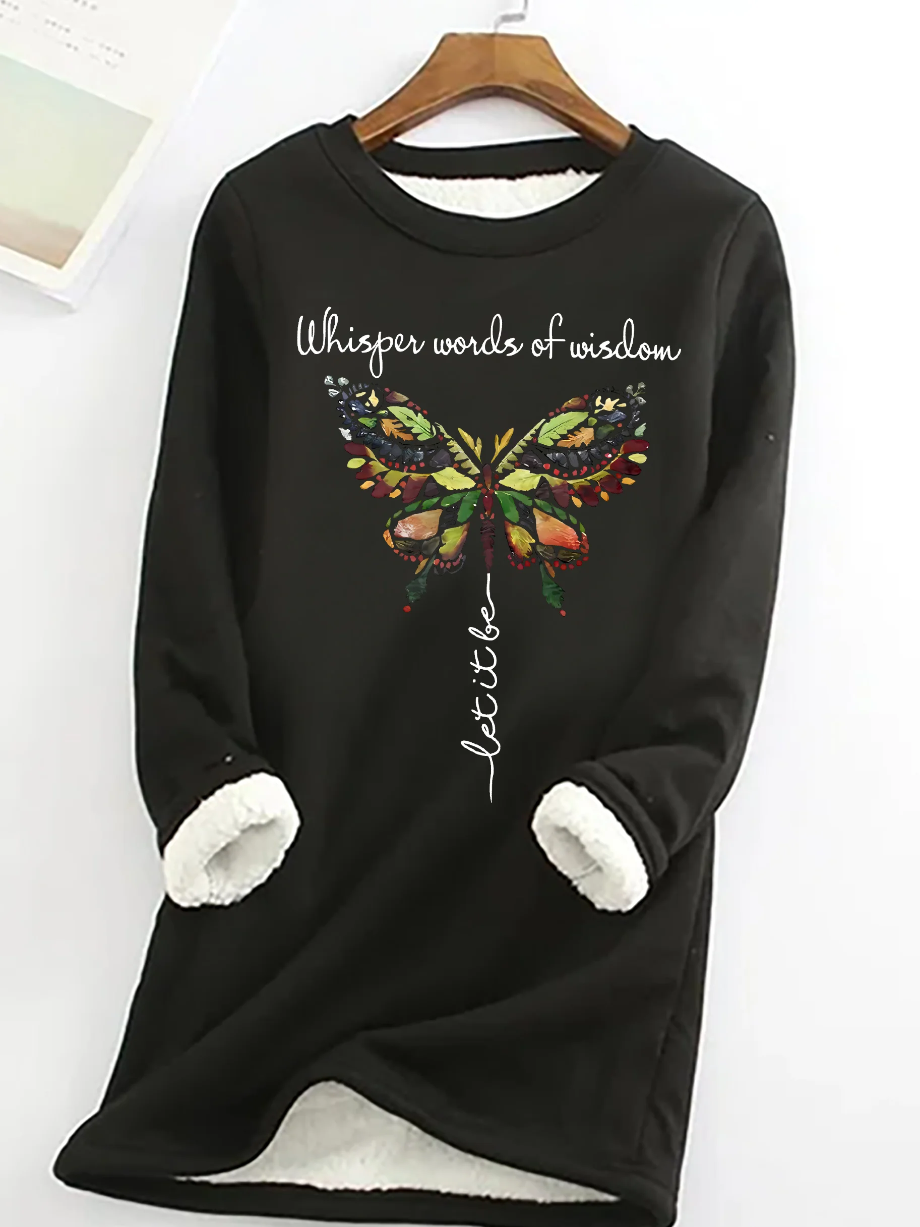 Women's Crew Neck Text Letters Simple Winter Long Sleeve Sweatshirt