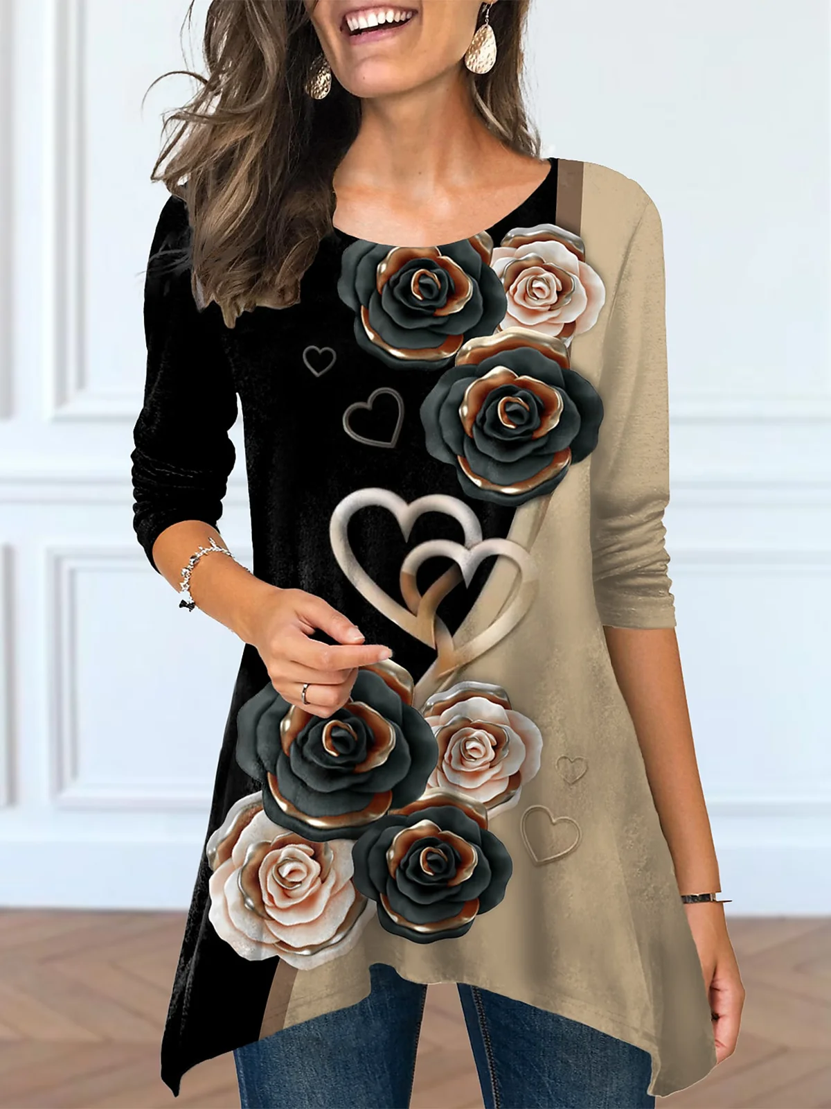 Floral Casual Regular Fit A-Line Tunic