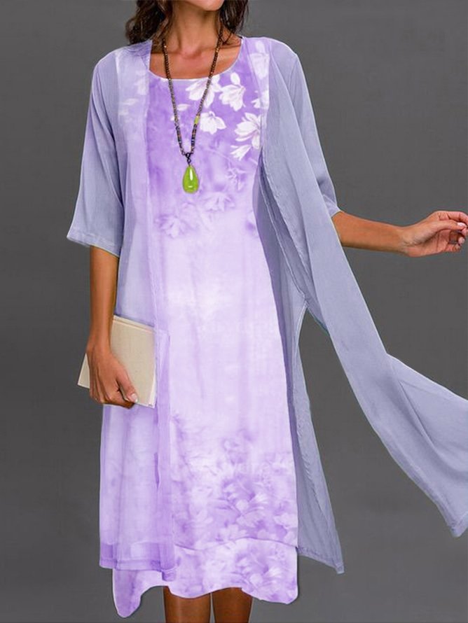 Women's Shift Dress Midi Dress half Sleeve Floral Print Spring Summer ...