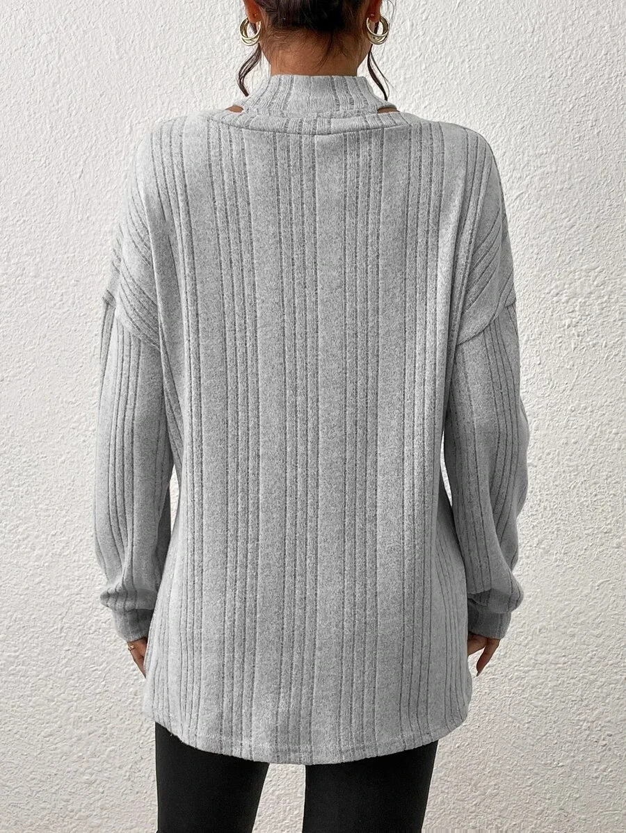 Plain Casual Loose Crew Neck Top