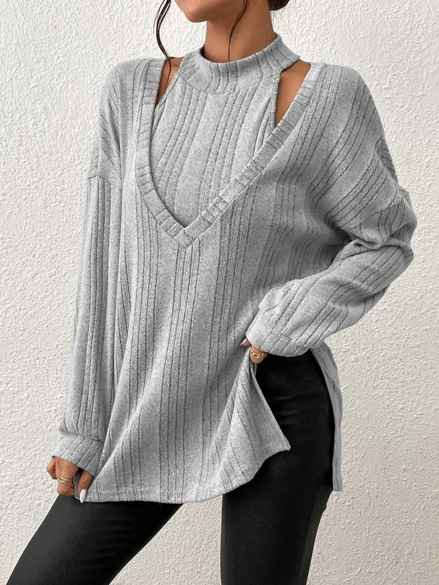 Plain Casual Loose Crew Neck Top