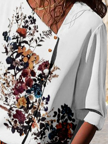 Regular Fit Floral Square Neck Casual Blouse
