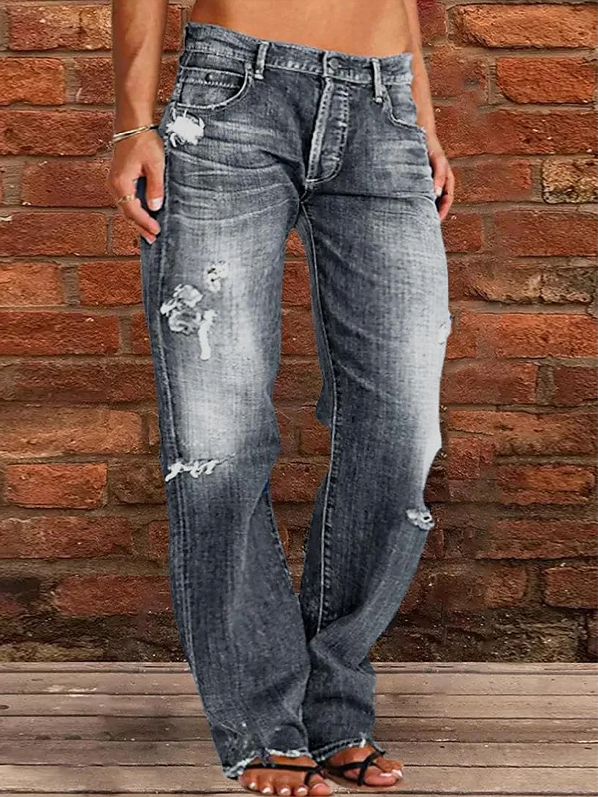 Loose Plain Casual Denim Jeans Justfashionnow