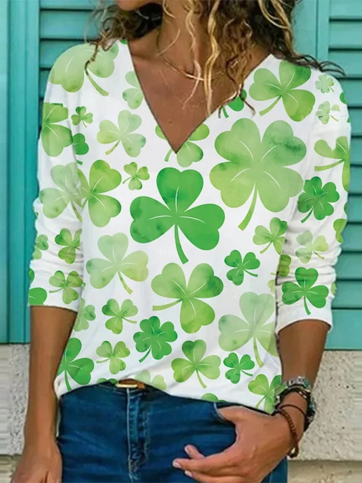 Saint Patrick's Day T Shirt Casual Loose Shamrock Shirt