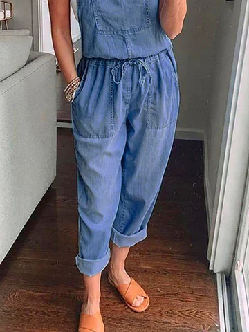 Denim Casual Washing Process Denim Bib Pants