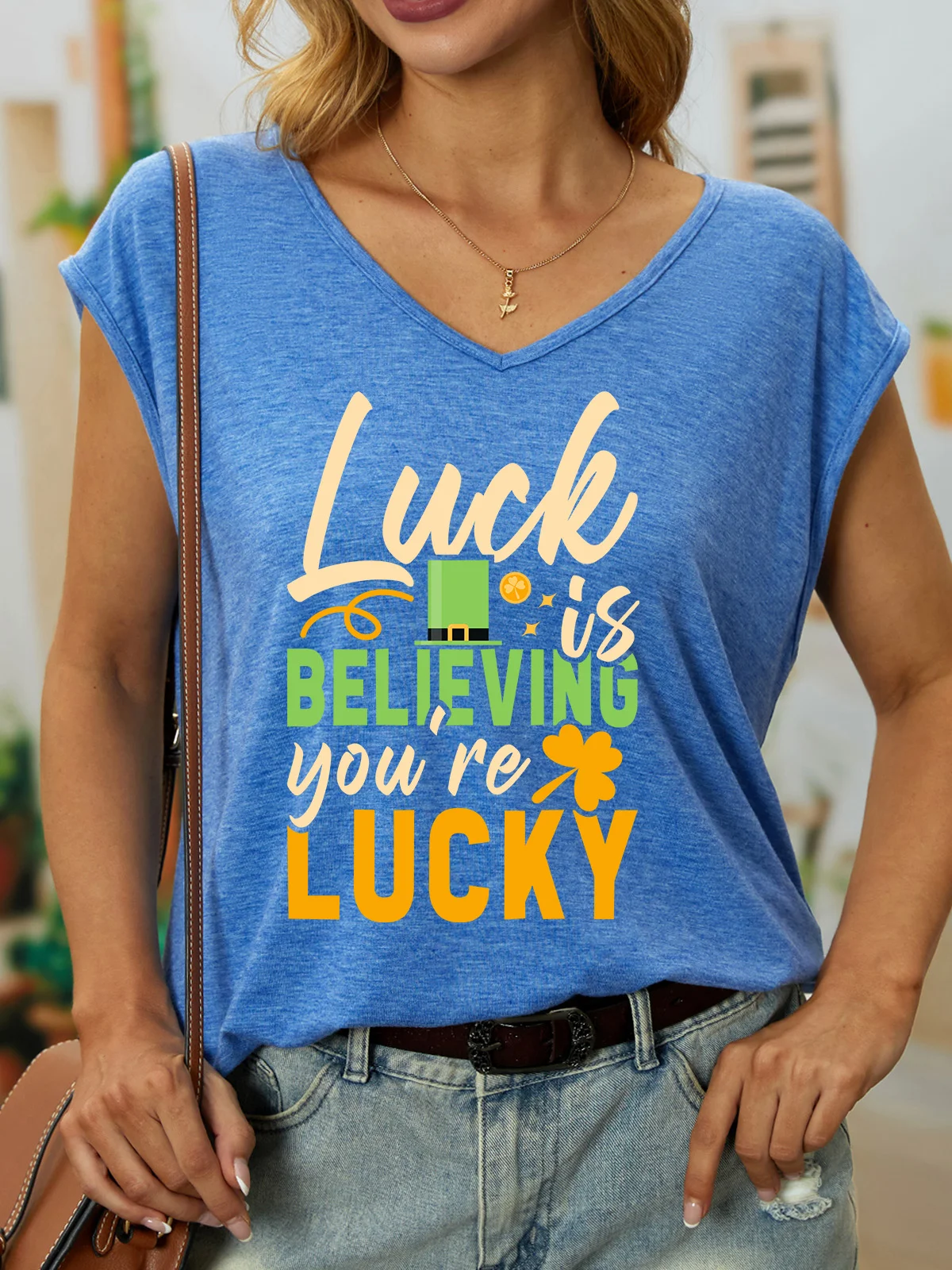 Women's Sleeveless Tank Top Camisole Summer Shamrock V Neck Daily Casual Top