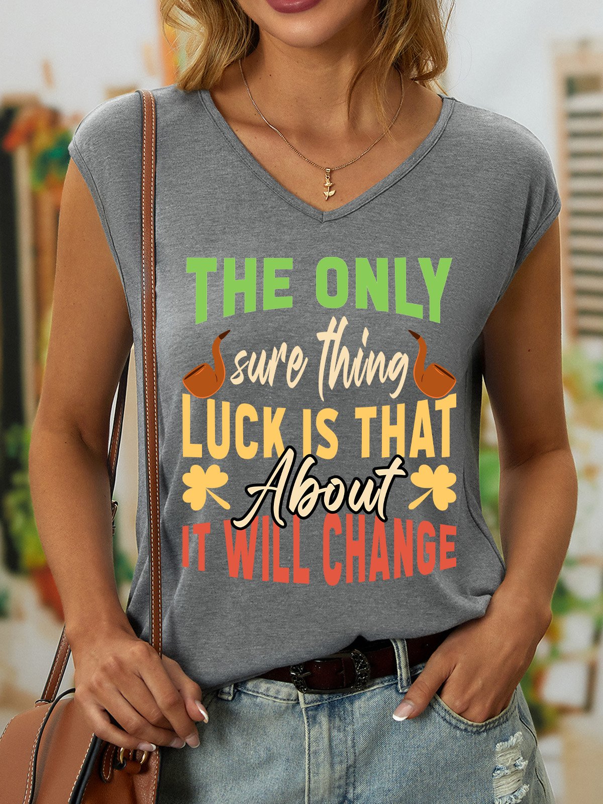 Women's Sleeveless Tank Top Camisole Summer Shamrock V Neck Daily Casual Top