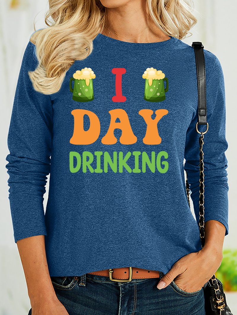 Women's Shamrock Long Sleeve Blouse_ Spring/Fall Crew Neck Holiday Casual Top