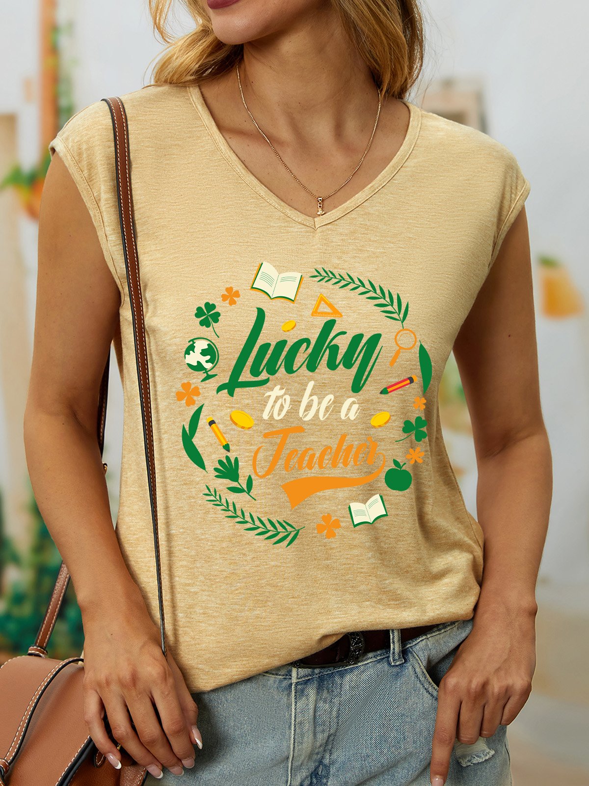 Women's Sleeveless Tank Top Camisole Summer Shamrock V Neck Daily Casual Top