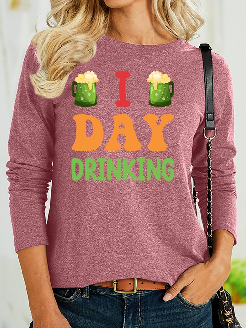 Women's Shamrock Long Sleeve Blouse_ Spring/Fall Crew Neck Holiday Casual Top