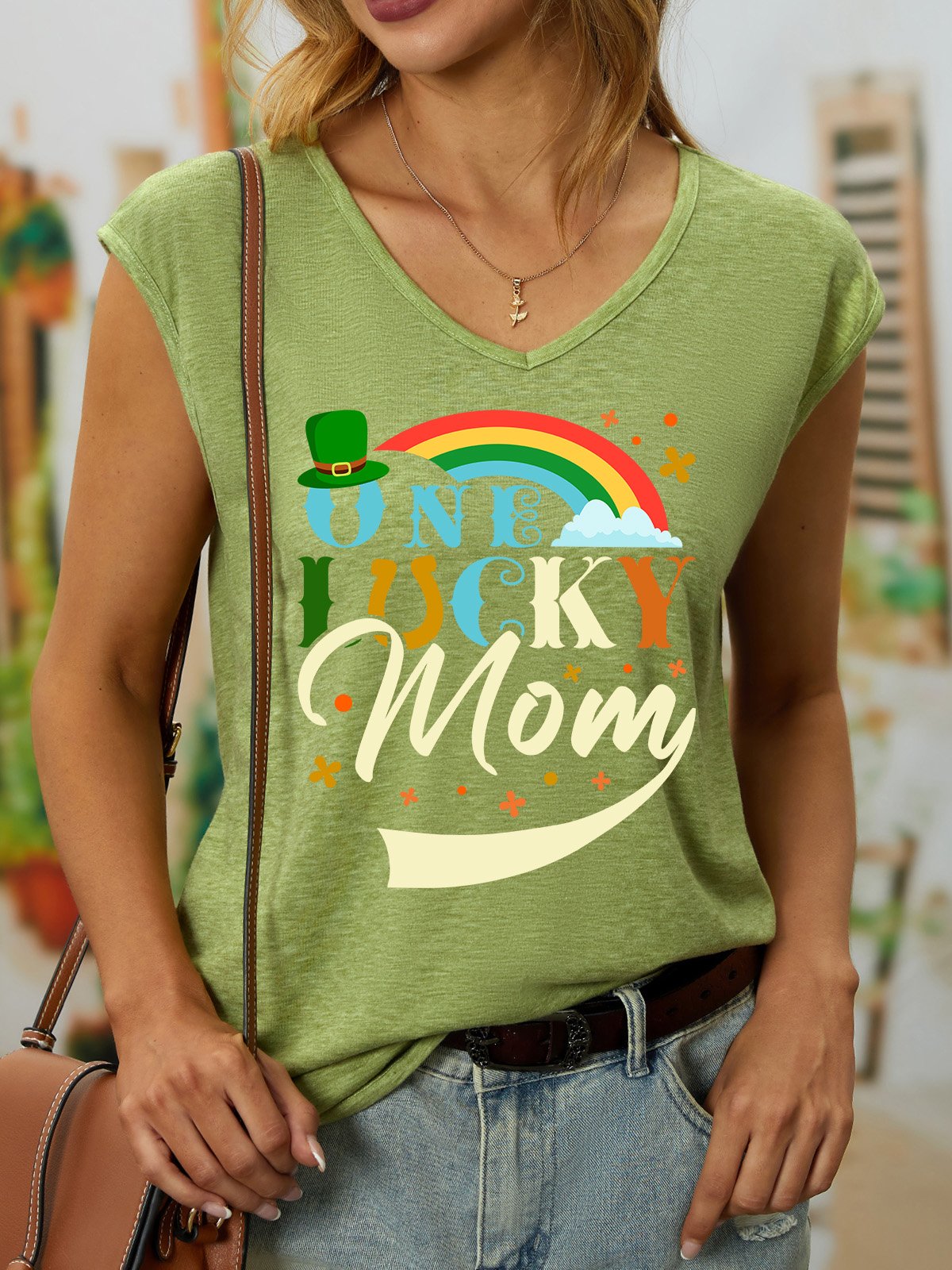 Women's Sleeveless Tank Top Camisole Summer Shamrock V Neck Daily Casual Top