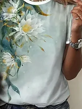 Floral Casual Crew Neck T-Shirt